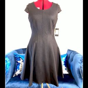 Denim style fit and flare midi dress